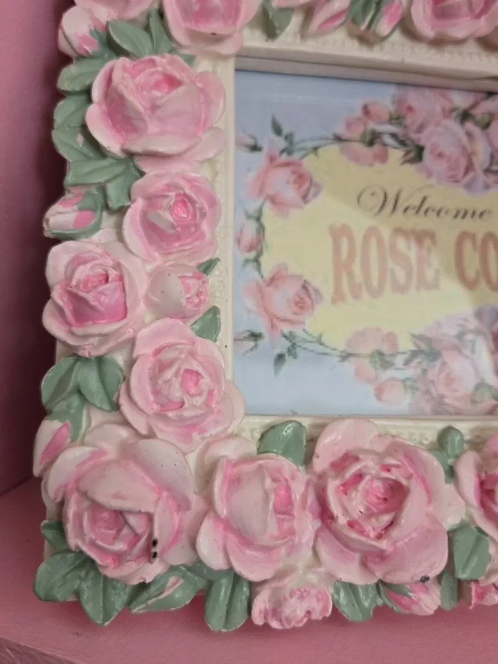Romantic Cottagecore Pink Roses Picture Frame Fairycore Victorian Style